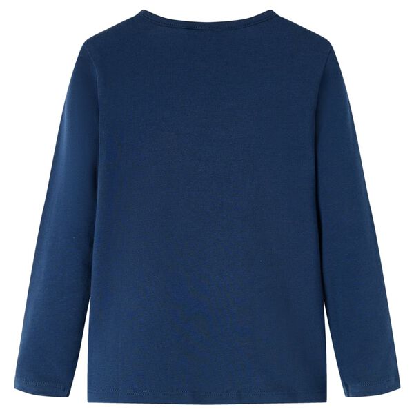 T-shirt med långa ärmar för barn marinblå 140