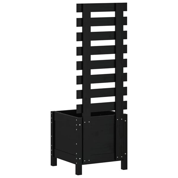 vidaXL Odlingsl&aring;da med spalj&eacute; svart 39x39,5x114 cm massiv furu