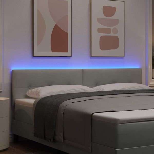 vidaXL LED huvuddyna med LED -remsljus Ljusgr&aring; 180 cm Polyester