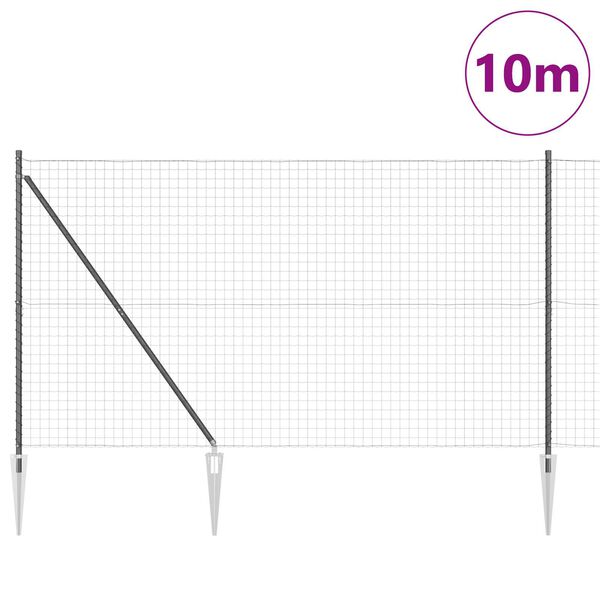 vidaXL St&auml;ngsel med stolpe Gr&aring; 1,5 x 10 m St&aring;l och PVC
