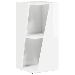 vidaXL Sidobrett 33 x 32 x 70,5 cm Konstruerat tr&auml; H&ouml;gblanka vita