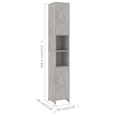 vidaXL Badrumsmöbler 3 delar betonggrå spånskiva