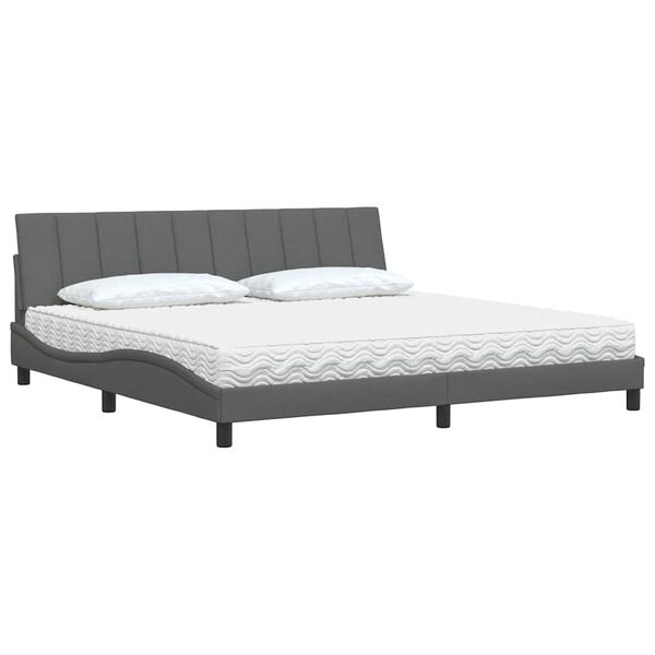vidaXL Bed with Mattress "Hanko" Dark Grey 200x200 cm Fabric