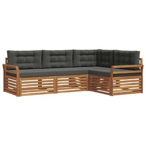 vidaXL Utomhussoffset med kudde 4 pcs Naturlig och Antracit