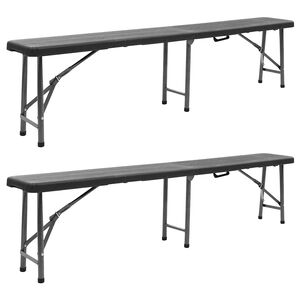 vidaXL Hopf&auml;llbara tr&auml;dg&aring;rdsb&auml;nkar 2 st 180 cm HDPE svart