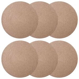vidaXL Jute Placemats 6 st Naturlig 100% Tossa Jute