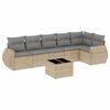 vidaXL Matgrupp f&ouml;r tr&auml;dg&aring;rden med dynor 7 delar beige konstrotting