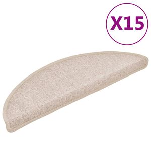 vidaXL | Trappmattor | 15 pcs Taupe 56 x 17 x 3 cm N&aring;lnystad tyg - 100% PP