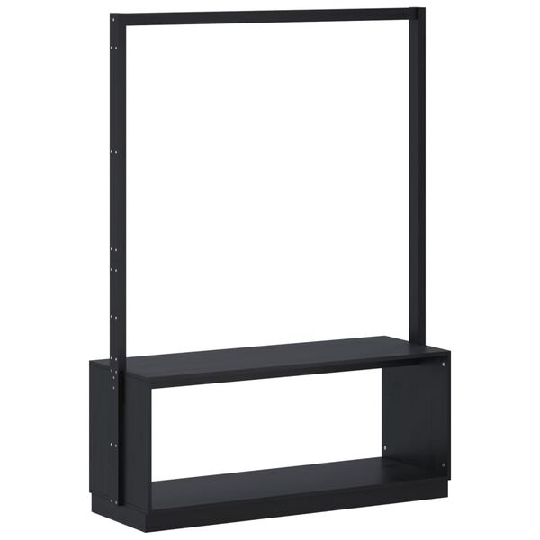 vidaXL Klädställning med skohylla svart 113x40x157,5 cm massiv furu