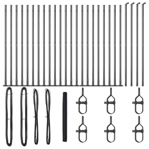 vidaXL Staket med stolpar Gr&aring; 1.5 x 50 m PVC-belagd st&aring;l