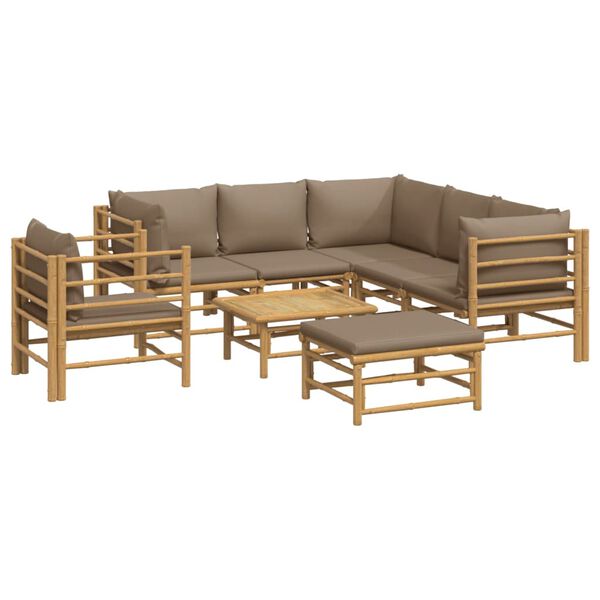 vidaXL Loungegrupp 8 delar taupe dynor bambu
