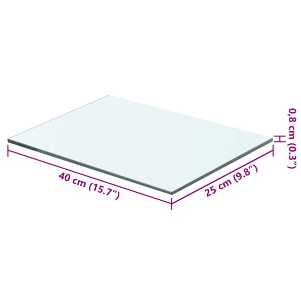 vidaXL Hyllplan glas genomskinligt 40x25 cm