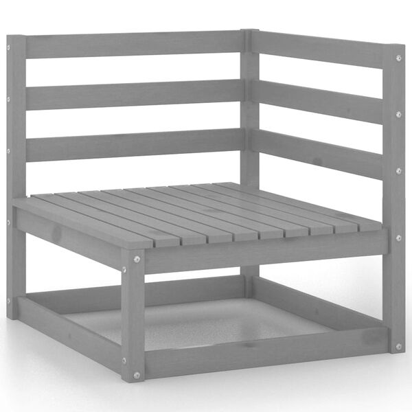 vidaXL Loungegrupp med dynor 8 delar gr&aring; massiv furu