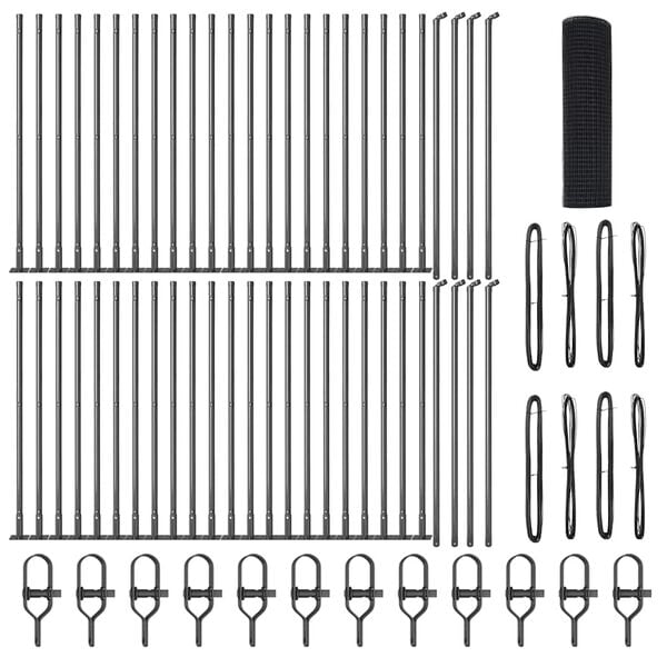 vidaXL Stängselstolpe Grå 100 x 0,4 m (16 x 16 mm nät) Stål och PVC