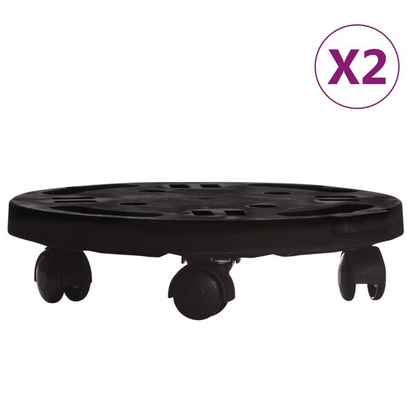 vidaXL Blomvagnar med hjul 2 st diameter 30 cm svart 170 kg