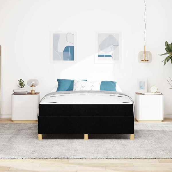 vidaXL S&auml;ngram med madrass Svart 140 x 200 cm tyg