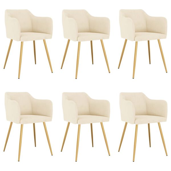 vidaXL Matstolar 6 st gr&auml;ddvit sammet