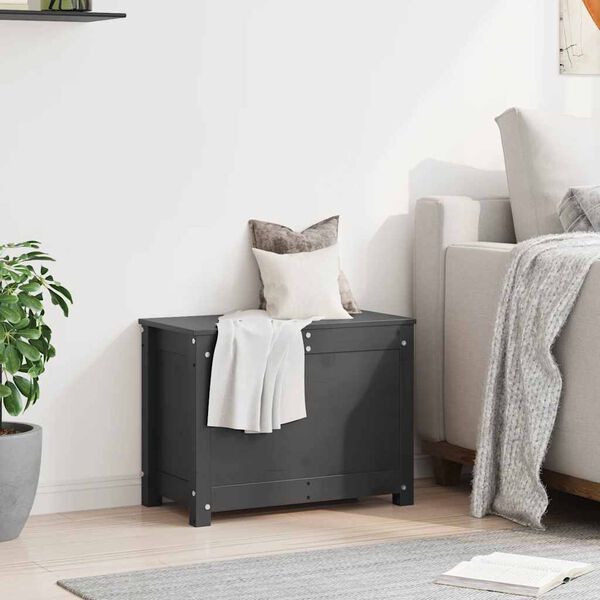vidaXL Förvaringslåda grå 60x32x45,5 cm massiv furu