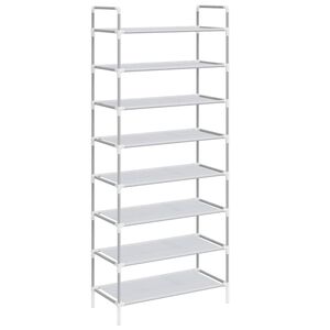 vidaXL Skohylla med 8 hyllor metall och non-woven tyg silver