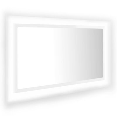 vidaXL Badrumsspegel med LED vit högglans 80x8,5x37 cm akryl