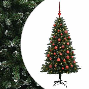 vidaXL Konstgjord julgran med kulor 120 cm 150 LED-lampor Varmvit