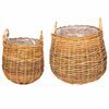 vidaXL Planteringskorg GENDT 2 st Naturlig Brun Kubu Rattan