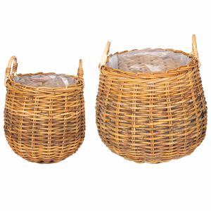 vidaXL Planteringskorg GENDT 2 st Naturlig Brun Kubu Rattan