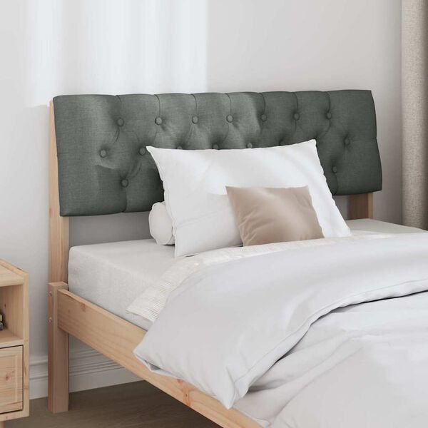 vidaXL Klädd sänggavel Mörkgrå 100 cm Massiv furu