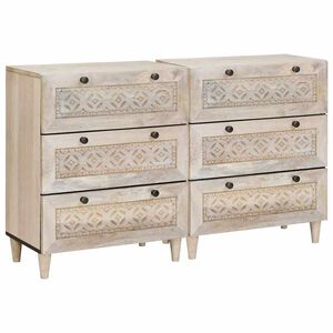 vidaXL Sideboard 2 st 120 x 33,5 x 75 cm massivt mangotr&auml; Vit