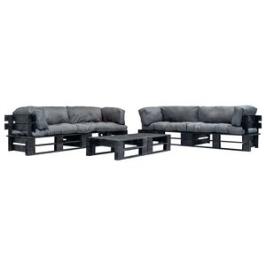 vidaXL Pallsoffa 6 delar med gr&aring; dynor tr&auml;