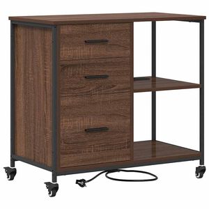 vidaXL Sk&aring;p med laddstation Brun Ek 76 x 41 x 72 cm Konstruerat tr&auml;