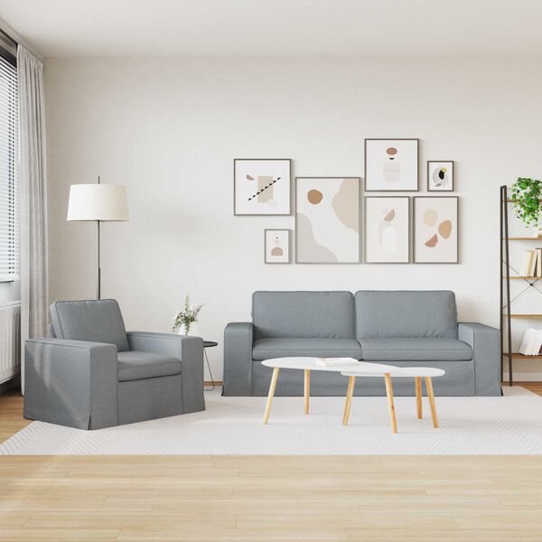 vidaXL Soffa 2 pcs Ljusgr&aring; 182 x 80 x 82 cm tyg