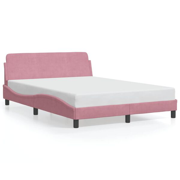 vidaXL Bed Frame with Headboard "Dover" Pink 120x200 cm Velvet