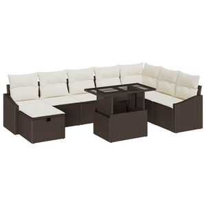 vidaXL Tr&auml;dg&aring;rdsoffset 9 pcs Brun konstrotting