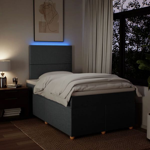 vidaXL Rams&auml;ng med madrass m&ouml;rkgr&aring; 120x200 cm tyg