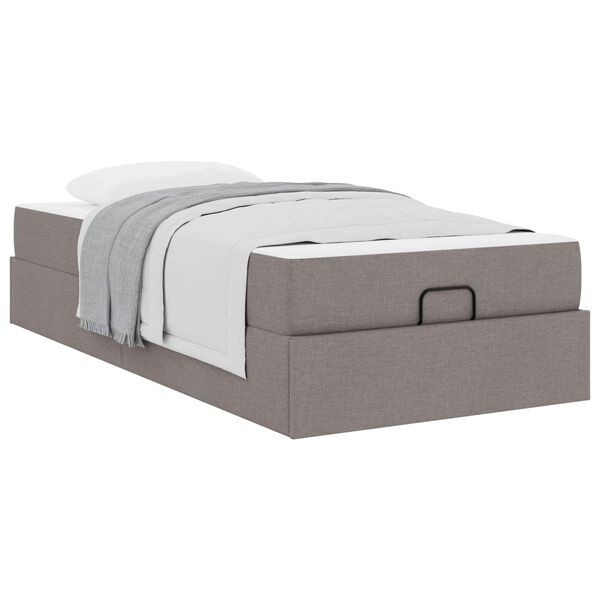 vidaXL S&auml;ngram med madrass med madrass 2 pcs Taupe tyg