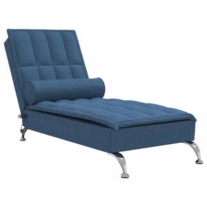 vidaXL Massagesch&auml;slong med bolster bl&aring; tyg