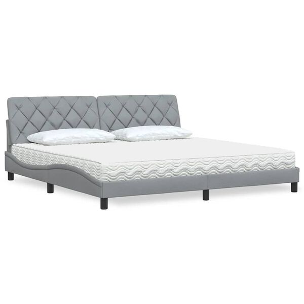vidaXL Bed with Mattress Light Grey 200x200 cm Fabric