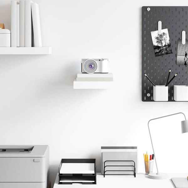 vidaXL Sv&auml;vande v&auml;gghylla vit h&ouml;gglans 23x23,5x3,8 cm MDF