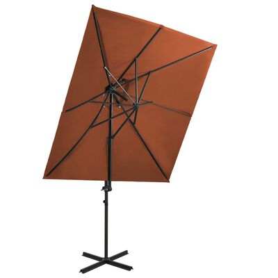 vidaXL Frihängande parasoll med ventilation terrakotta 250x250 cm