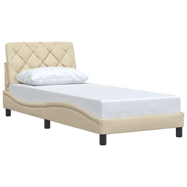 vidaXL Bed Frame without Mattress Cream 80x200 cm Fabric