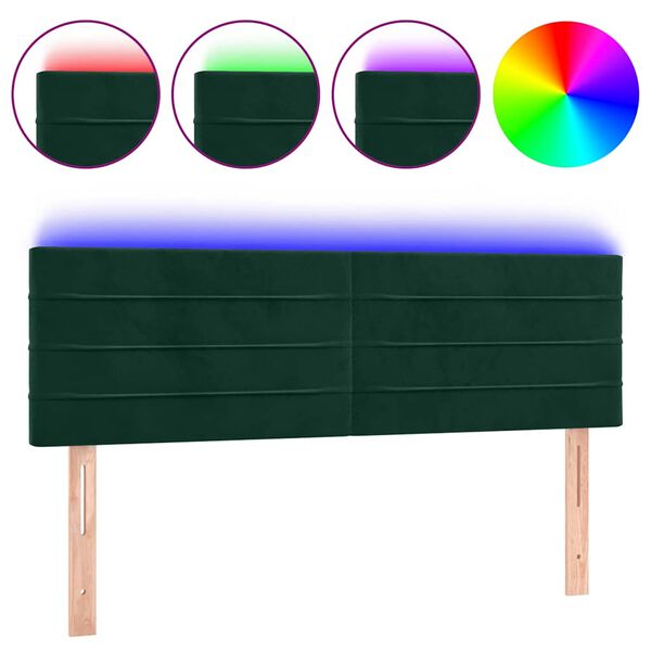 vidaXL S&auml;nggavel LED m&ouml;rkgr&ouml;n 144x5x78/88 cm sammet