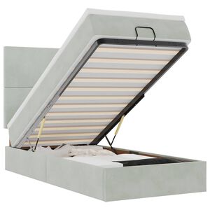 vidaXL Ottoman s&auml;ngram med madrasser ljusgr&aring; 90x200 cm sammet