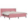 vidaXL S&auml;ngram med madrass med huvudgavel Rosa 200 x 200 cm Sammet