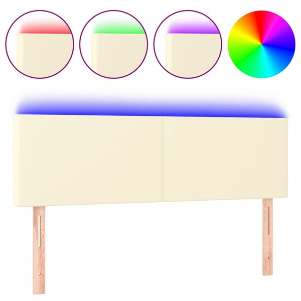 vidaXL S&auml;nggavel LED gr&auml;ddvit 144x5x78/88 cm konstl&auml;der