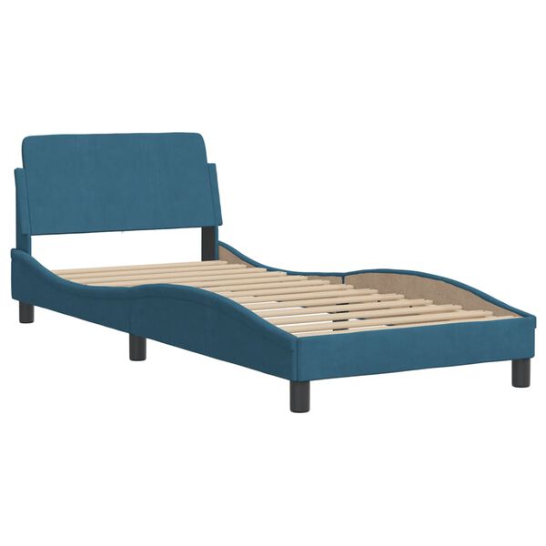vidaXL Bed with Mattress "Hanko" Blue 90x190 cm Velvet