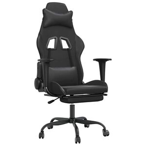 vidaXL Gamingstol med massage och fotst&ouml;d svart konstl&auml;der