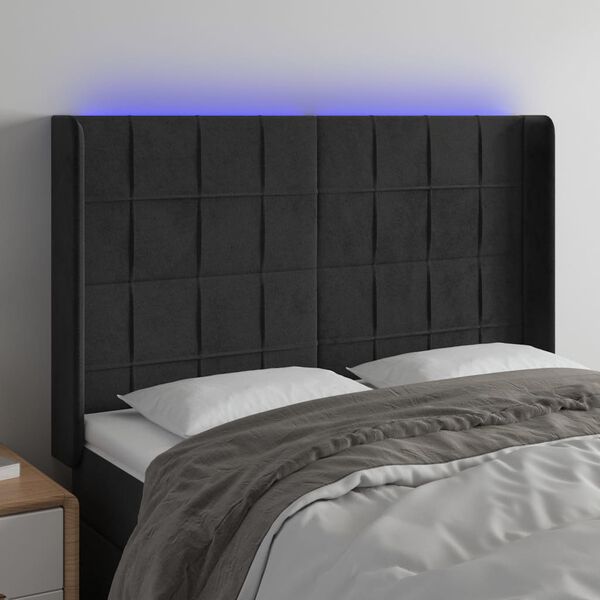 vidaXL S&auml;nggavel LED svart 147x16x118/128 cm sammet
