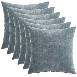 vidaXL Kudd&ouml;verdrag 6 st HEERLEN Ljusbl&aring; 30 x 30 cm Chenilletyg