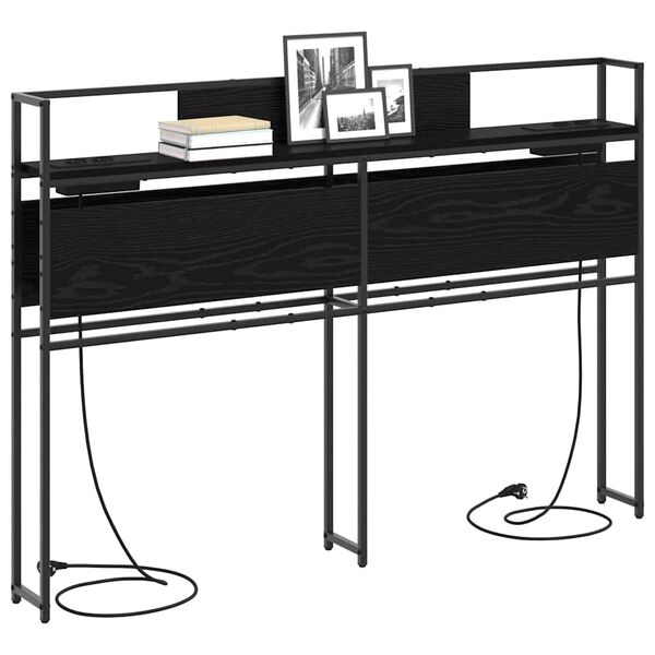 vidaXL F&ouml;rvaringshuvudgavel med hylla Svart ek 140 cm Konstruerat tr&auml;